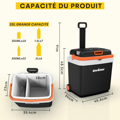 Glacière électrique Enventor 33 Litres Voiture Camping Bateau Mode ECO Réfrigérateur Allégeance Écologique