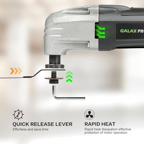 Outil oscillant GALAX PRO 180W professionnel, 22000 OPM, 3 lames de scie et plateau de ponçage semi-circulaire, 6 feuill