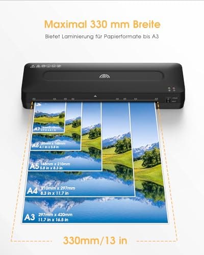 Plastifieuse A3 avec 40 Pochettes | Préchauffage Rapide en 90s | Plastifieuse Tout Format & Coupe-papier | Anti-Bourrage