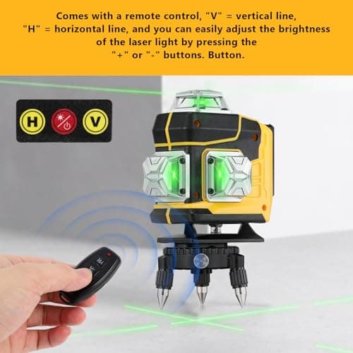 Niveau laser 4D 16 lignes pour professionnels avec 3° nivellement automatique et batterie au lithium rechargeable