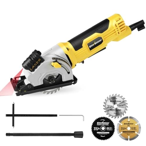 ENVENTOR Scie Circulaire, Puissance 580W, Profondeur de Coupe Élevée, pour Coupez Bois et Métal Mou, Professionnels