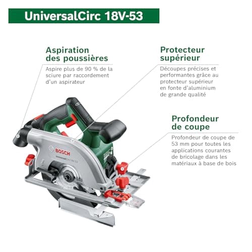 Bosch Home and Garden Scie circulaire sans fil 18V - UniversalCirc 18V-53 – Amazon Edition