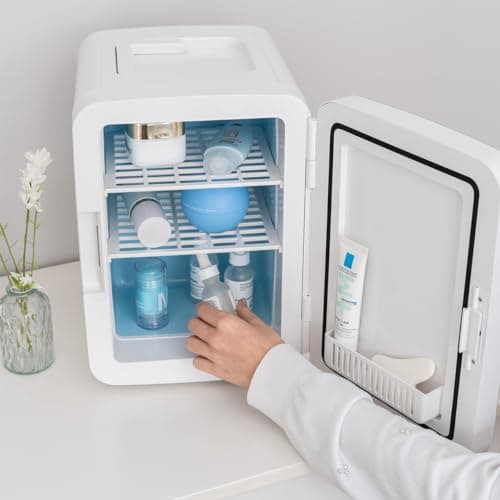 Flamingueo Mini Frigo 10L - Mini Frigo de Chambre, 12V/220V, Fonction Chaud et Froid