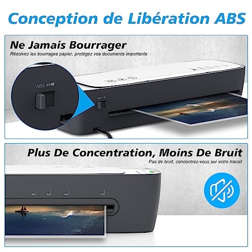 Qfun A3 Plastifieuse Machines pour Bureau École Famille avec 12 Pochettes et Fonctions 9 in 1