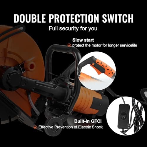 VEVOR Scie à béton électrique puissance élevée 2800 W pour professionnels en construction profondeur de coupe 127 mm sci