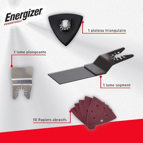 ENERGIZER Outil Multifonction Sans Fil 6 Vitesses Soft Grip Grattage Sablage Façonnage 7000-19000 O/min Accès Inclus Bat