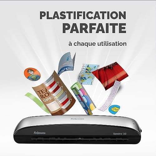 Plastifieuse Fellowes Spectra A3 125 Microns Système Anti-Bourrage Maison Télétravail