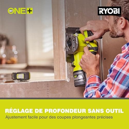 RYOBI Mini Scie Circulaire Sans Fil 18V ONE+ - Coupe Rapide et Contrôlée pour Multimatiériaux – Idéal pour Bois et Strat