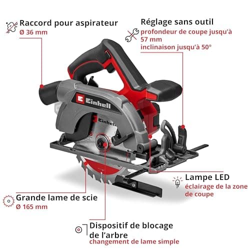 Einhell Scie circulaire portative sans fil TE-CS 18/165-2 Li-Solo Power X-Change (18 V, lame Ø 165 mm)