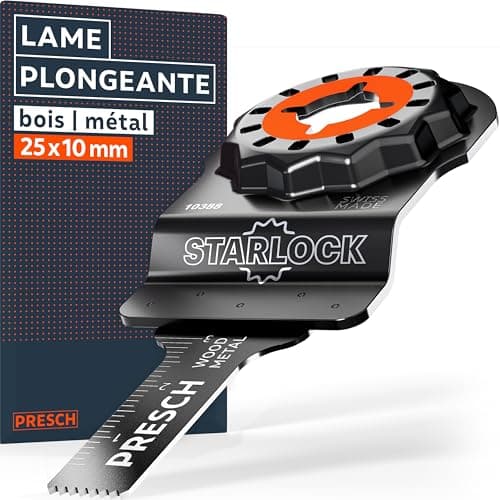 Presch Lame Scie Oscillante Bois et Métal 25x10mm - Dents BI pointues & forme coudée pour résultats précis - Lame Outil