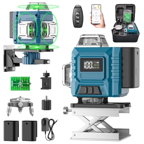 Niveau Laser LaserPro 4D 16 Lignes 360° Chantier Batterie Longue Durée Affichage LED App & Télécommande Niveau Laser Aut — 16Lignes
