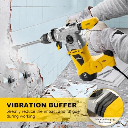 PERCEUSE À PERCUSSION ENVENTOR 1500W SDS-PLUS, POIGNÉE ANTIVIBRATION, POIDS LÉGER, PERÇAGE BÉTON ET METAL, 4 FONCTIONS