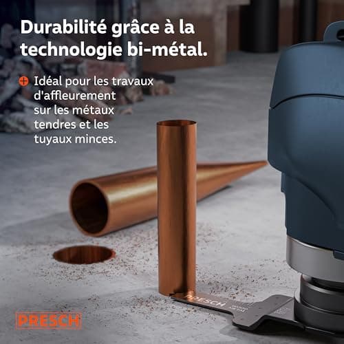 Presch Lame Scie Oscillante Bois et Métal 25x10mm - Dents BI pointues & forme coudée pour résultats précis - Lame Outil