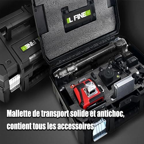 Laser Niveau 4D 16 Lignes Vertavec Télécommande, Auto-nivellement ±3°, 2 Batteries Rechargeables et Support Magnétique 3