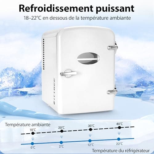 Refrigérateur Citybee Mini 4L Blanc pour Chambre/Voiture/Bureau, Silencieux 230V/12V Cosmétiques Boissons
