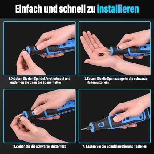 ,outil multifonction sans fil 8v 2,0ah avec lumière led, 5 vitesse jusqu'à 30 000 tr/min, 135 accessoires, pour percer,