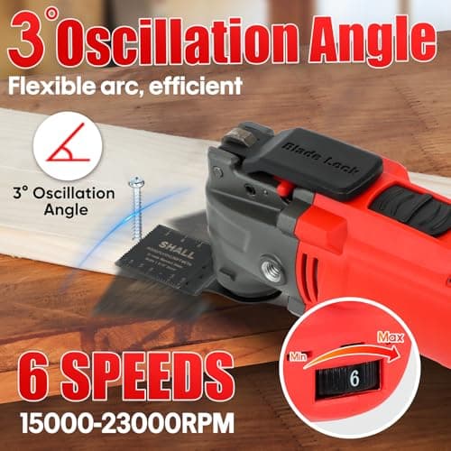 Shall Outil oscillant multifonction 300 W angle d'oscillation 3° vitesse variable poignée auxiliaire 40 accessoires