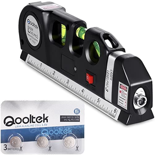 Qooltek Niveau laser multifonction - lignes laser horizontales et verticales croisées, ruban à mesurer de 2,5m / 8pieds,