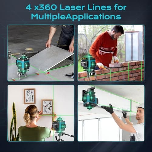 Lazer Niveaux 4D 16 Lignes Laser x 360° Autonivelant Extérieur | Batterie 2 x Pulsé | Nivellement Automatique | Support
