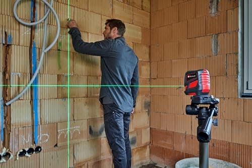 Niveau laser croix Einhell TC-LL2 G : Portée maximale 16 m, Éclairage de croix facile, Niveau à bulle digital - Sacoche