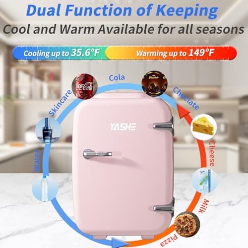 YASHE Mini Frigo de Chambre Thermoélectrique, Idéal pour Bureau et Dortoir, Rose - 4 Litres - Beauté, Nourriture, Boisso