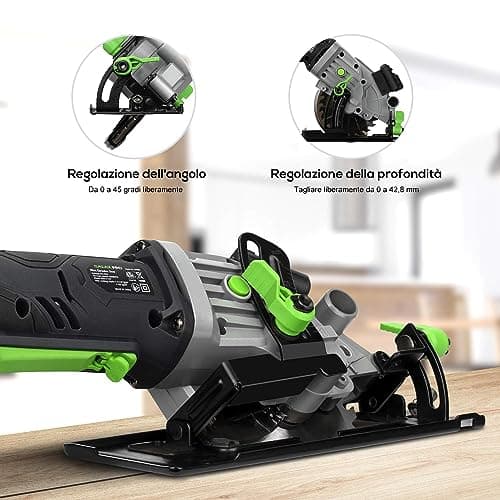 GALAX PRO Mini scie circulaire professionnelle sans fil 20 V 3400 tr/min angle réglable, profondeur de coupe maximale 42