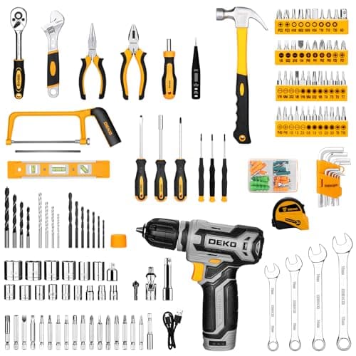 DEKO Caisse à Outils Multifonction sans Fil 12V, Boîte à Outils_complete avec Perceuse, Idéale pour Réparation et Entret
