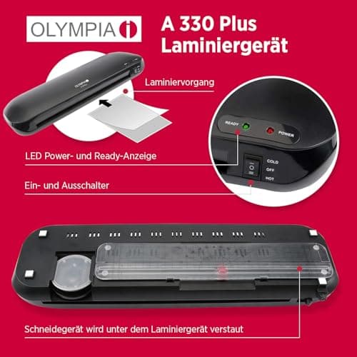 Titre SEO optimisé : Olympia A330 Plus Set 4 en 1 Plastifieuse Noir Économique et Pratique pour Maison et Bureau avec Fo