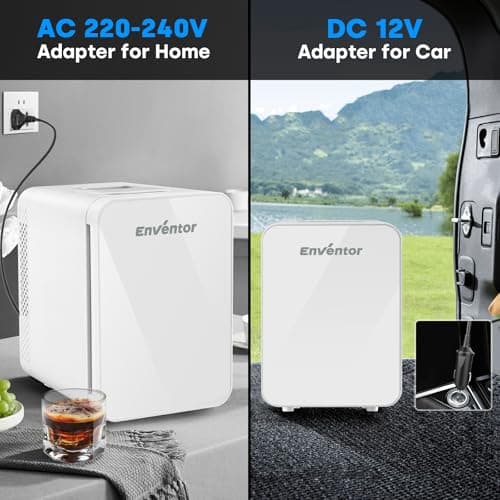 Enventor Mini Frigo Portable pour Voyage et Camping - 4 Litres - Refroidisseur et Réchauffeur - Blanc