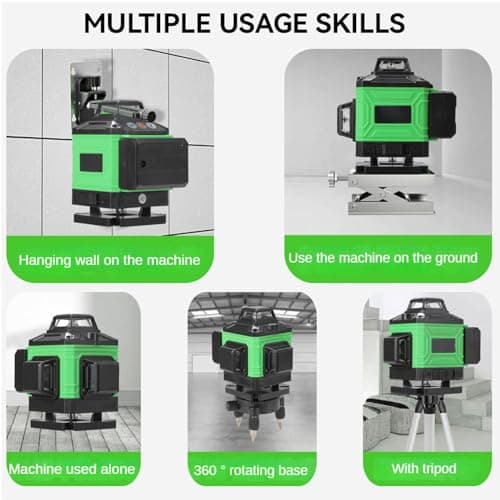 Niveau laser 4D 16 Lignes Niveau Laser Vertical Horizontal Autonivelant 4 x 360° 2600 mA Batteries rechargeables IP54 Su