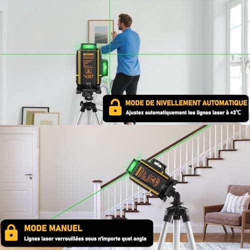 ASOBRIS Niveau Laser 4D x 4 Linéaire 16 Lignes Télémètre Rotatif Batterie Rechargeable Extérieur