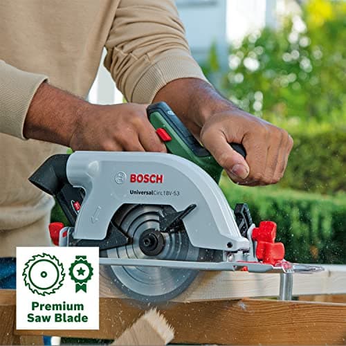 Scie circulaire Bosch sans fil 18V-53 pour coupes précises dans le bois -Profondeur de coupe maximale 53 mm -Système 18V