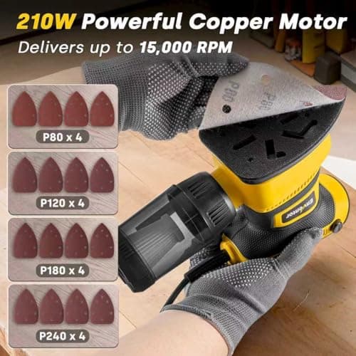 Enventor 210W Ponceuse Delta Avec 16 Papiers Abrasifs + [Propriétés] + [Public Cible] + [Scénario d'Utilisation]