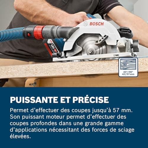 Bosch Professional 18V System scie circulaire sans-fil GKS 18V-57 G (Ø de lame : 165 mm, capacité de coupe : 57 mm, avec