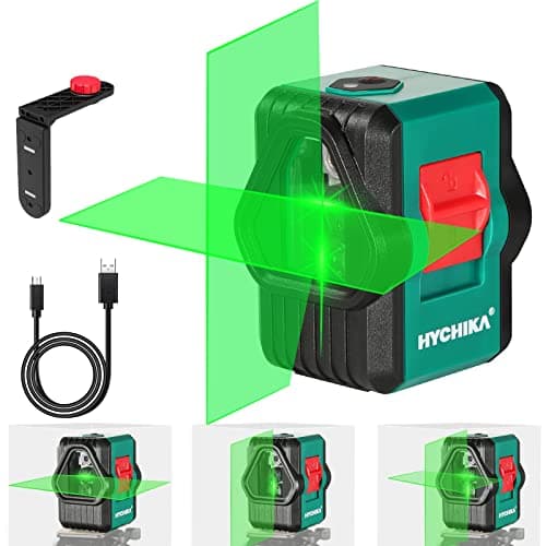 HYCHIKA Niveau Laser Vert Autonivelant 45M pour Extérieur - Deux Modules Ligne Croix/Horizontale/Verticale USB Rechargea