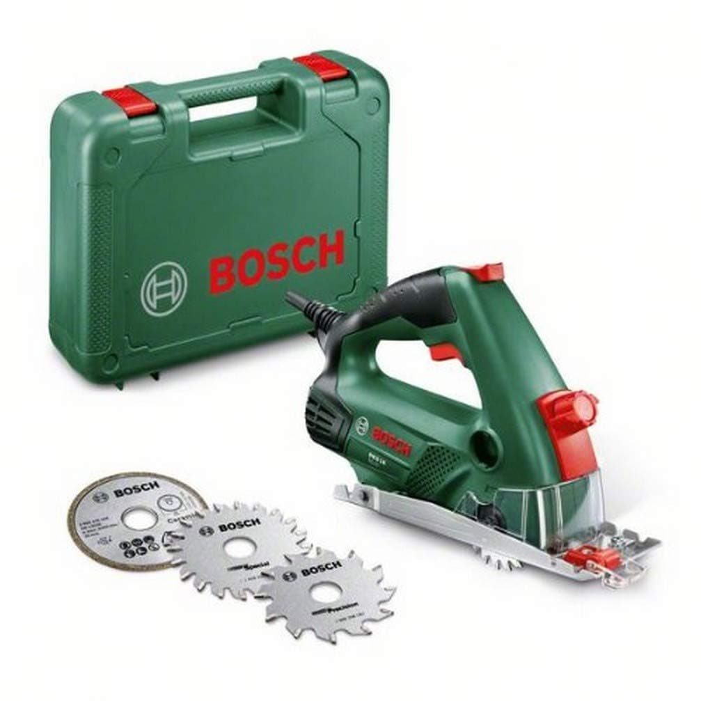 Bosch Mini scie circulaire manuelle universelle PKS 16 35,6 cm, coffret et 3 lames, pour bricoleurs, idéal pour le trava