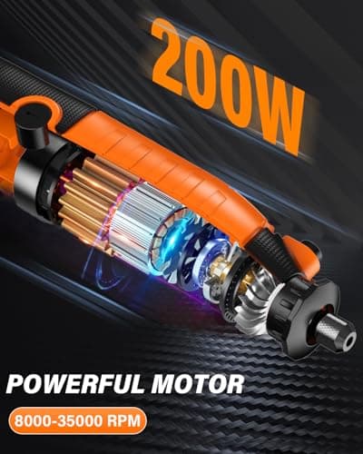 Outils Rotatifs Multifonction 200W, kit outil rotatif pour professionnels, 135 accessoires inclus, 6 vitesses réglables,