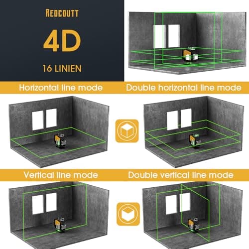 Laser à Niveau Vert 16 Lignes Es 16 avec Trépied, Niveau Vert Rotatif 360°, Nivellement Automatique, Pour Chantiers et C
