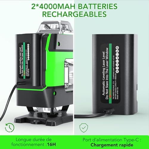 Laser FELLAT Autonivelant 4D 16 Lignes pourChantier avec Base de Levage et Batterie Réchargeable