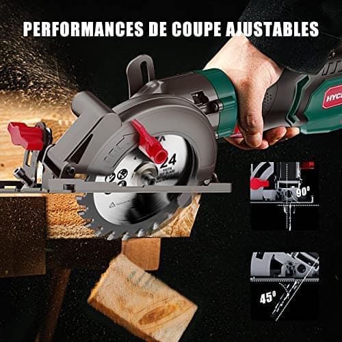 HYCHIKA Scie Circulaire 750W 3500RPM Idéal pour Couper du Bois, Carrelage et Métal Mou