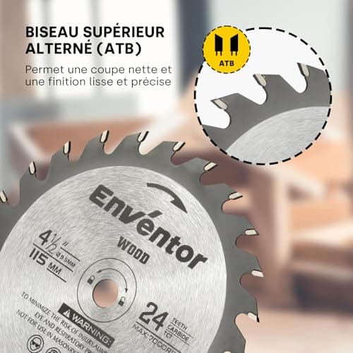 Enventor Lot de 3 Lames de Scie Circulaire TCT, pointe carbure, Lame Mini Scie Circulaire pour Bois et Matériaux Durcis,