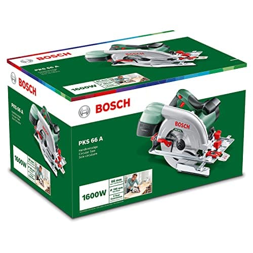 Bosch Scie circulaire PKS 66 A pour professionnels : tronçonneuse bois puissante 1600W, profondeur de coupe 66mm, parfai