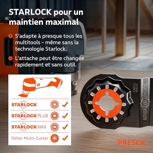 Presch Lame Scie Oscillante Bois et Métal 25x10mm - Dents BI pointues & forme coudée pour résultats précis - Lame Outil