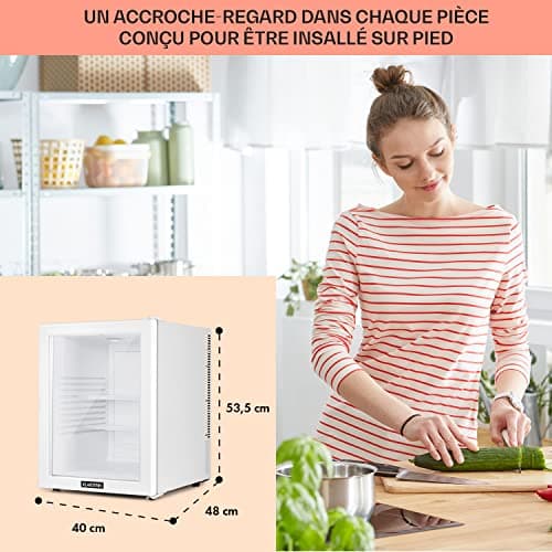 Klarstein Mini Frigo de Chambre 42L pour Snacks et Boissons, Réfrigérateur Silencieux et Économe Électrique avec Étagère