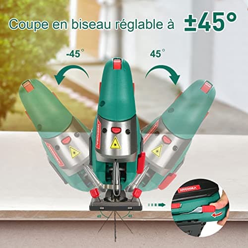 HYCHIKA Scie Sauteuse 800W Pour Professionnels, Capable de Couper de grandes Quantités de Matériaux, Idéale pour le Bois