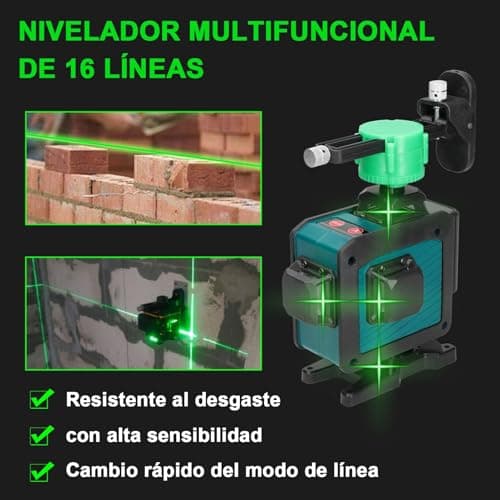 Laser niveau multifonction 16 lignes autonivelant 3°outil omnidirectionnel ligne autocollante mur sol haute précision 1,