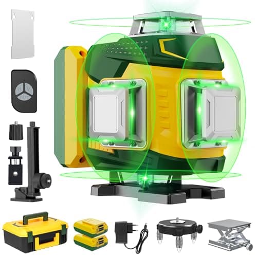 Niveau Laser Mode Impulsion 16 Lignes Autonivelant Vert Batterie 2×5400mAh Niveau Exterieur Decoratif