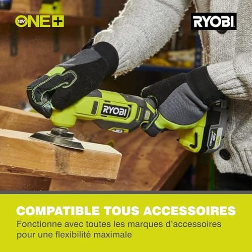 Outils Ryobi Multifonction Oscillant 18V ONE+ Vitesse Variable – Système Accessoires Rapide – Idéal Découpe, Ponçage, Gr