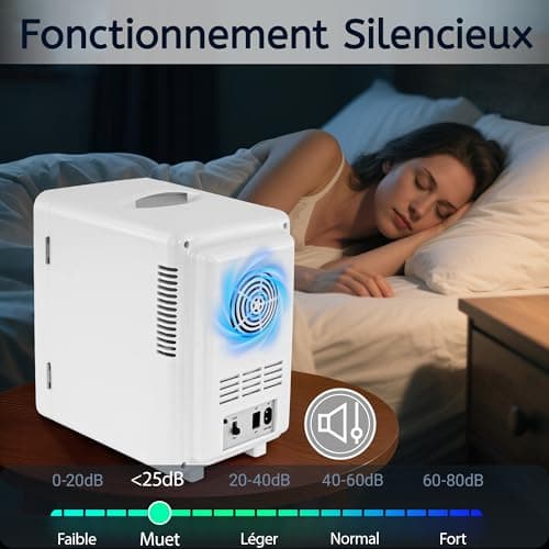 Mini Frigo Citybee 6L Portable Blanc pour Chambre/Voiture/Bureau/Camping Silencieux 230V/12V