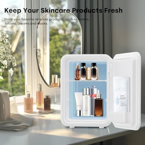 Enventor Mini Frigo de Chambre 10L, Compact Fridge Cosmétique pour Voitures et Chambres, Fonction Refroidissement et Cha